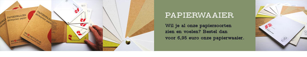 Papierwaaier met recyclede papiersoorten en kraft